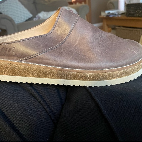 Haflinger Shoes - Haflinger Brown Taupe Leather Slip-On Clog